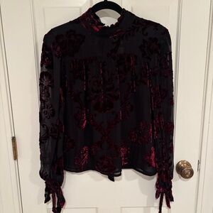 LPA Burnout Velvet Blouse - Small